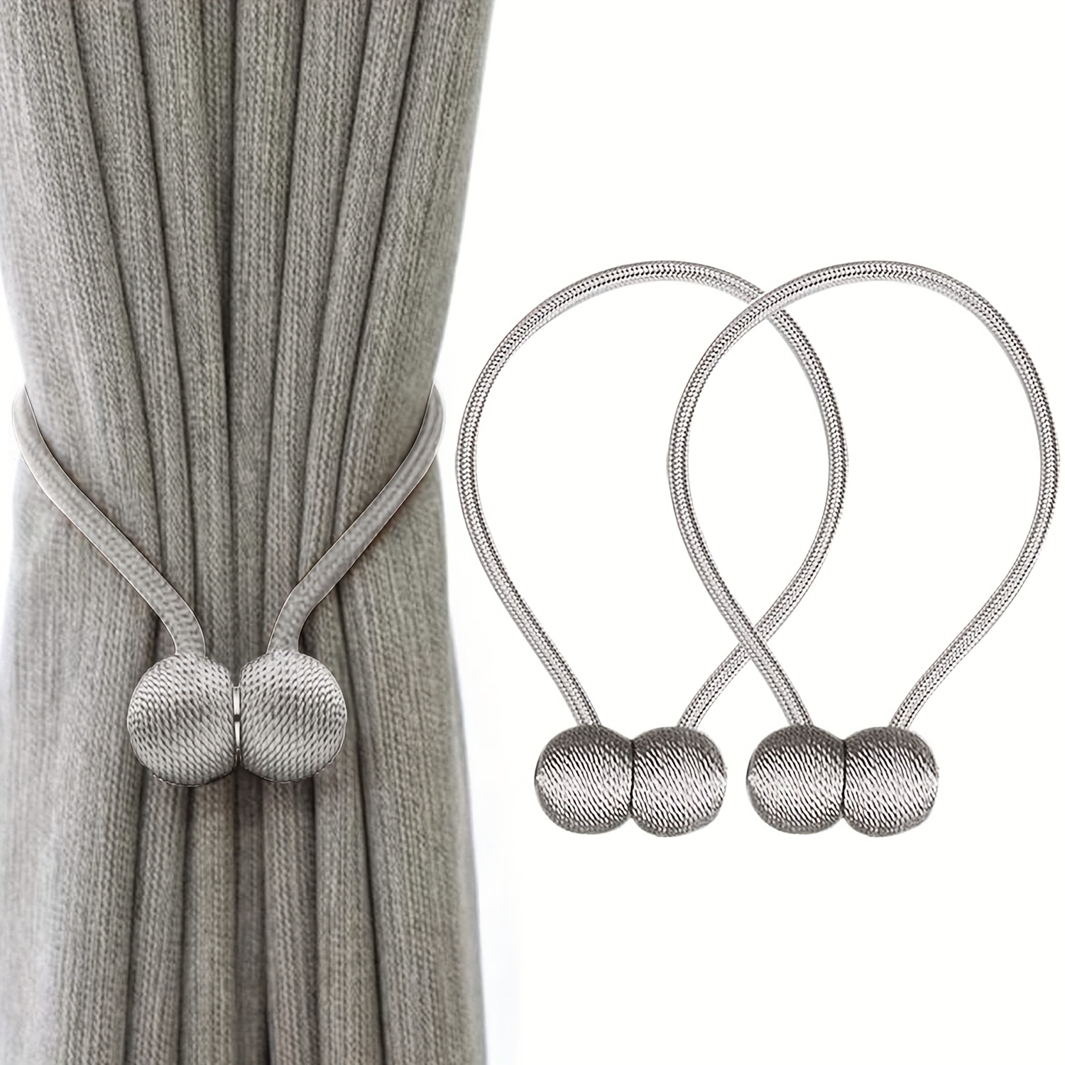 2pcs Magnetic Curtain Clips, Curtain Holders, 2pcs Magnetic Curtain Ties, Curtain Accessories, Curtain Clips, Rope, Home Decor, Curtain Tiebacks, Magnetic Clips, Magnetic Weave Hanging Clips