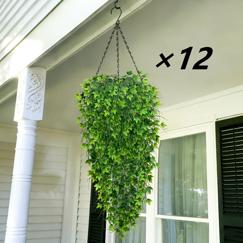 4 8 12pcs artificial hanging plant outdoor greenery - Temu
