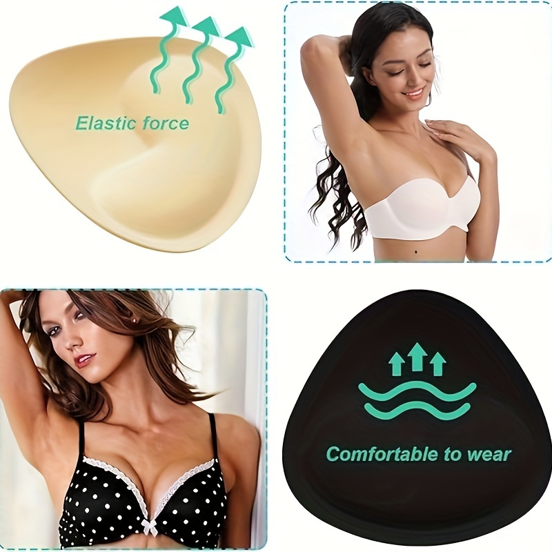 2pcs Reusable Soft Sponge Bra Insert Pads - Invisible Anti-Convex Chest Enhancer Pads with Lift Cup Design, Nipple Covers for Bikini & Summer Beach Wear, Women's Lingerie & Underwear, Strapless Push Up Bra, Seamless Undergarments, Discreet Undergarments, Lightweight Inserts, Lift Enhancers, Casual Attire