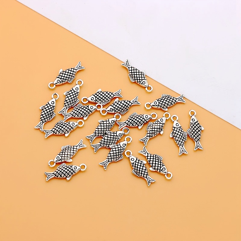 Image of 20pcs Fish Ancient Silvery Fish Charms Alloy Fish Pendants Fish Charms For Making Ideal For Bracelets And Necklaces Earrings Crafting Accessories