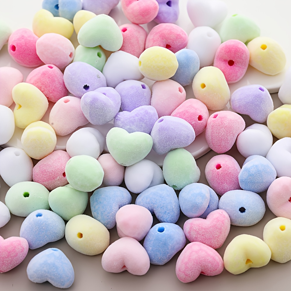 TEMU 15 Shaped Decorative Beads Diy Crafts, Random Mixed Light , 18.3mm Plush Love Bead Pen Decoration, Bracelet, Necklace, Earrings, Cell Phone