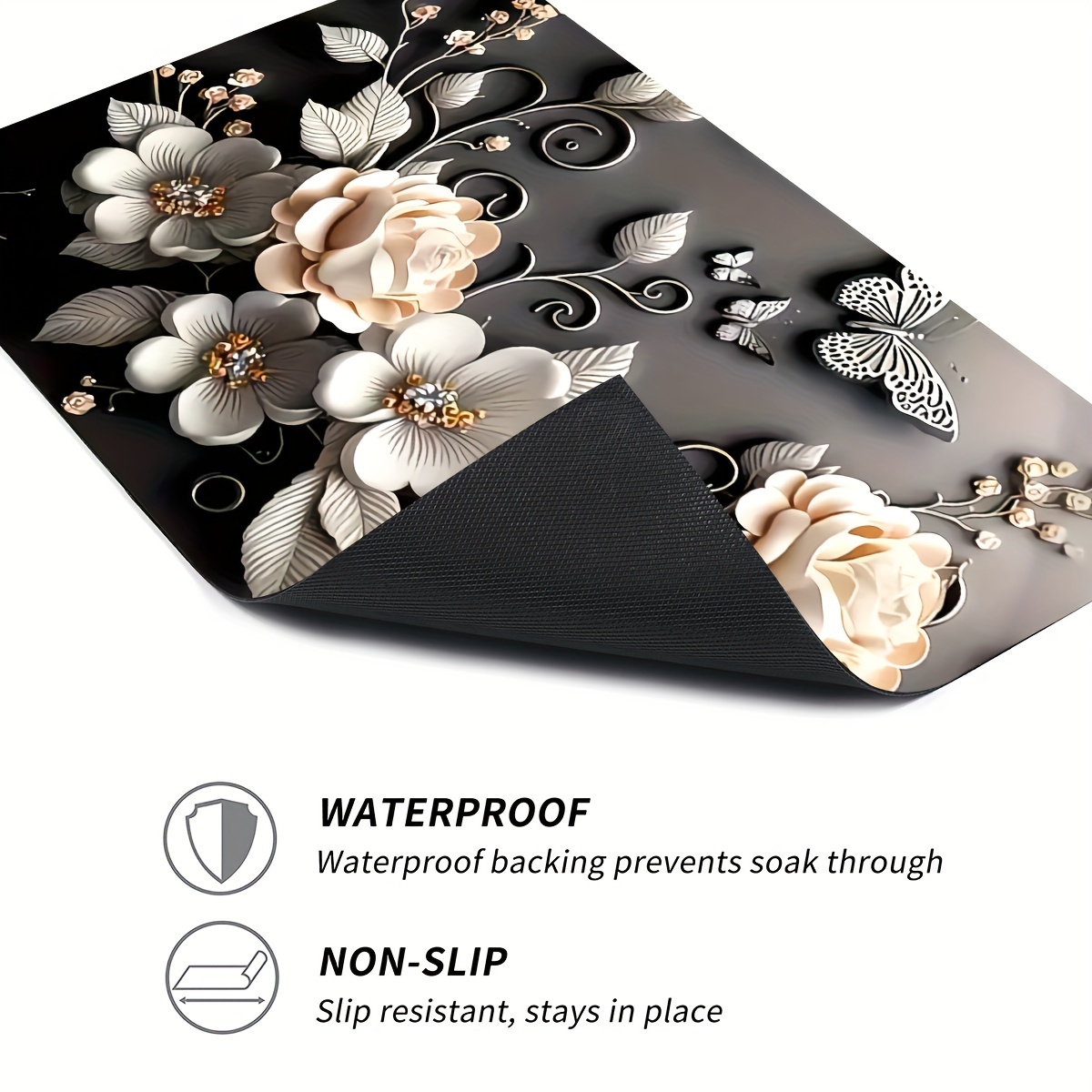 1pc 3d floral pattern absorbent mat soft silica gel non slip quick dry pad for kitchen countertop dish drying mat for coffee machine polyester cover home kitchen essentials details 9