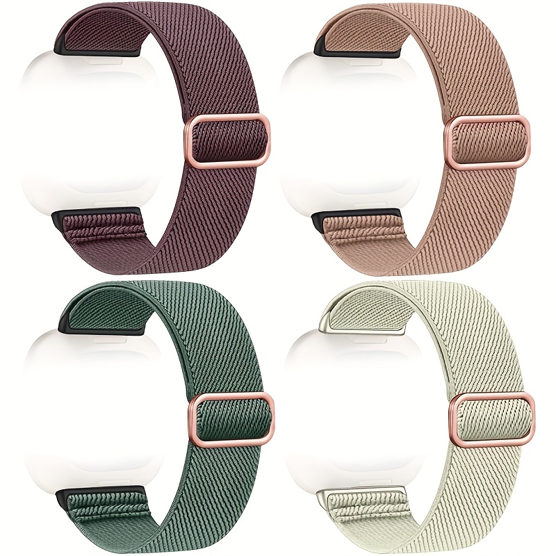 4 Pack Stretch Nylon Bands, Compatible With Fitbit Versa 4/fitbit Versa 3 Bands/fitbit Sense 2/fitbit Sense Bands, Adjustable For Men And Women