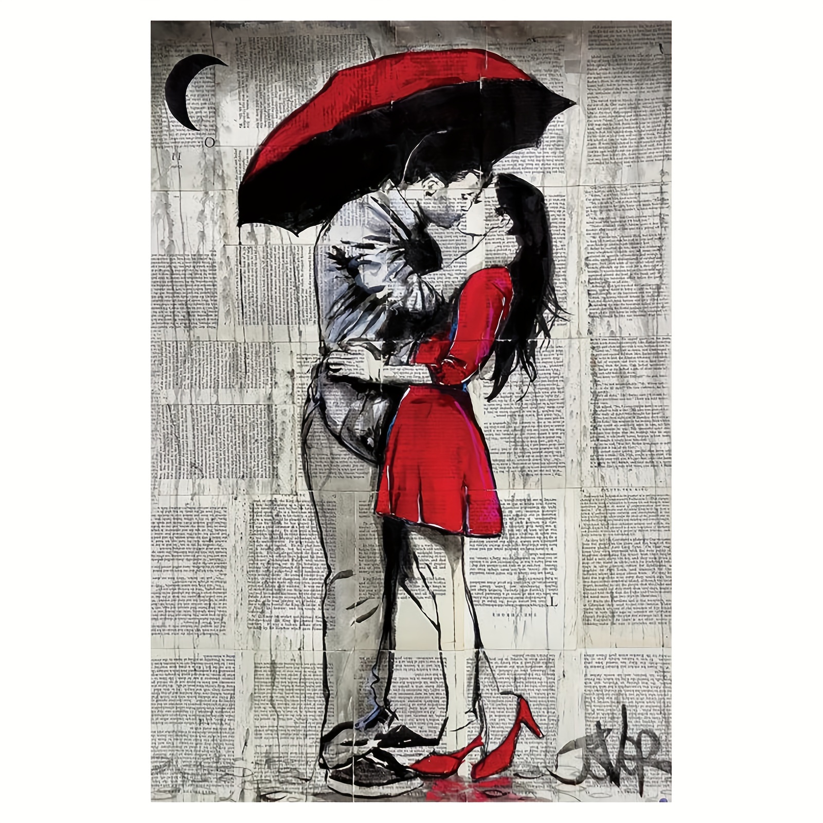 SOLD -In the Rain- Rain painting living room decor office decor umbrella painting romantic painting gift for her bedroom popular decor rain wall art