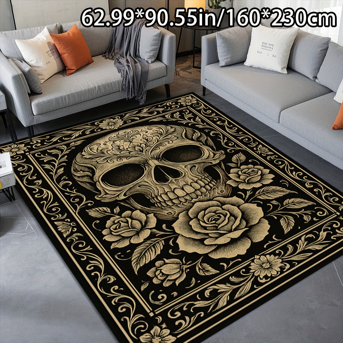 TEMU Soft Plush   Dotted Plastic Bottom, 1pc Soft Plush European Pattern Rug, Back-to-school Home Decor, Comfortable, Beautiful, And Versatile