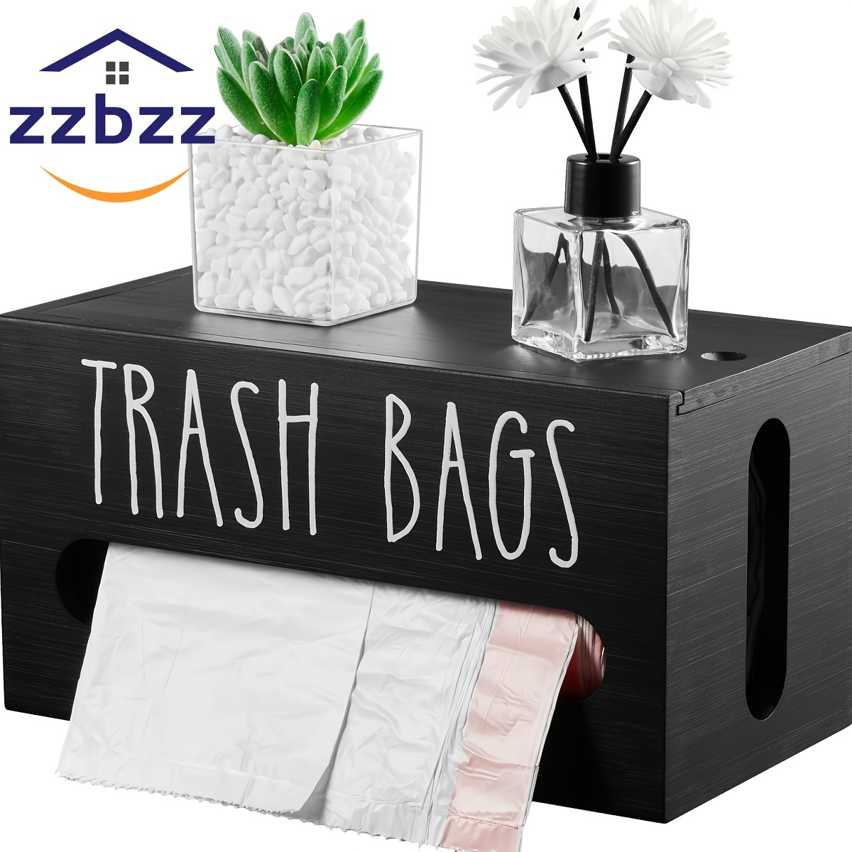 

Zzbzz -use Wooden Trash Bag Dispenser - Organizer & -saving