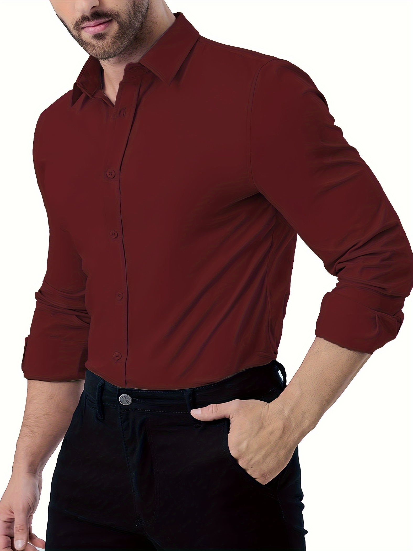 mens muscle fit dress shirt athletic fit long sleeve - Temu Germany