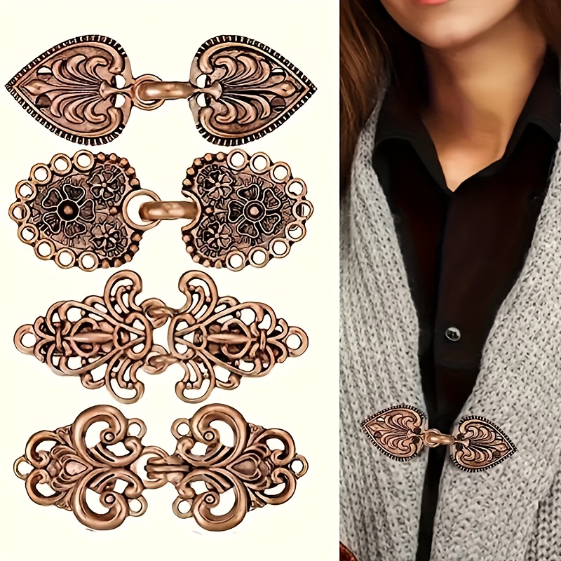 4pcs Vintage Zinc Alloy Sweater Clips Set