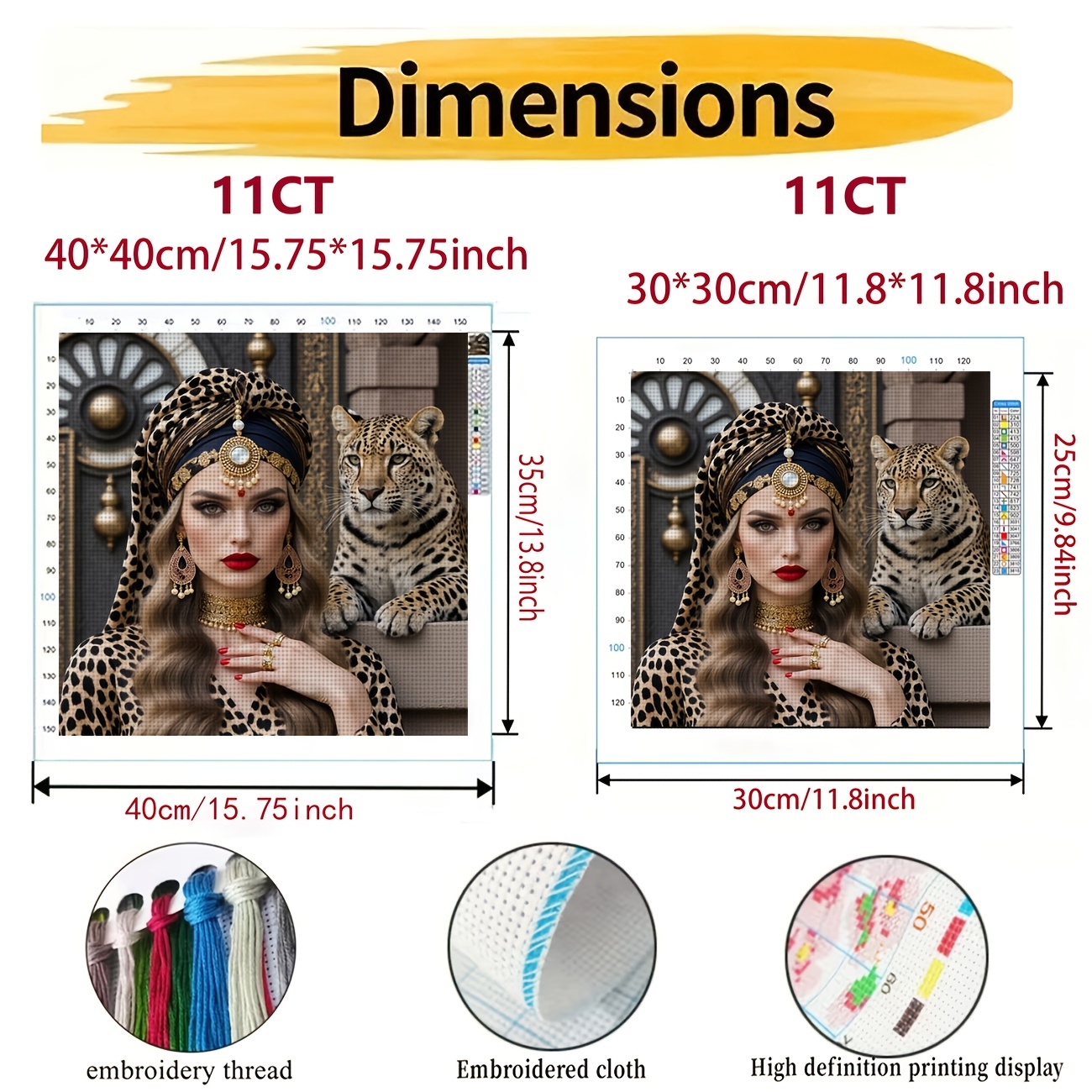 DIY Cross-Stitch Printed Kit, Unframed, "Leopard Print with Leopard" Pattern