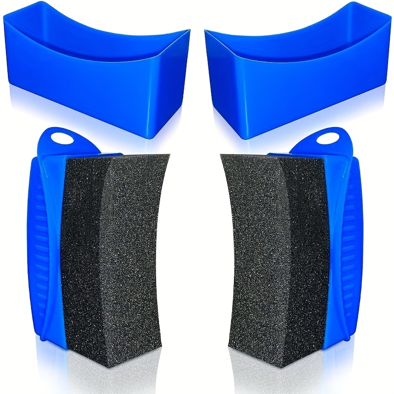 TEMU 2pcs Tire Shine Applicator, Large Durable Reusable Tire Dressing Pads, Textured Grip Foam Contoured Applicator, For Car Tire Shine, Detailing,
