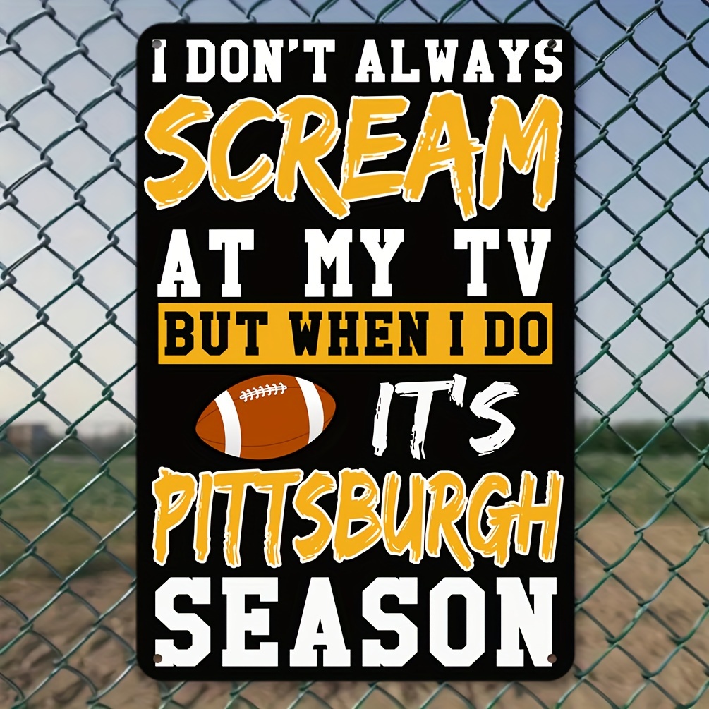 

Room Decor Pittsburgh Football Sign - 8x12 Inch Iron Foil - Pre-drilled For Easy Hanging - Ideal For Home, Bar, Cafe, Office Decor - Weatherproof Sports Themed Plaque - Perfect Gift For Sports Fans