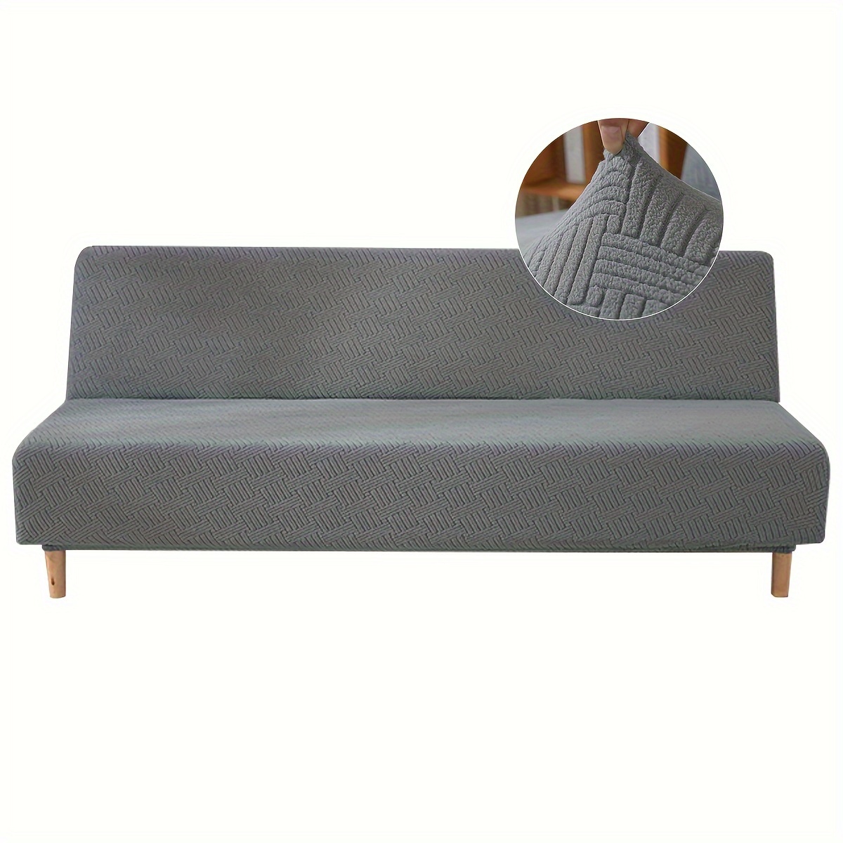 TEMU 1 Housse de canapé futon jacquard élastique, Housse de canapé intégrale accoudoirs, Protecteur de canapé pliable universel , Fond élastique,
