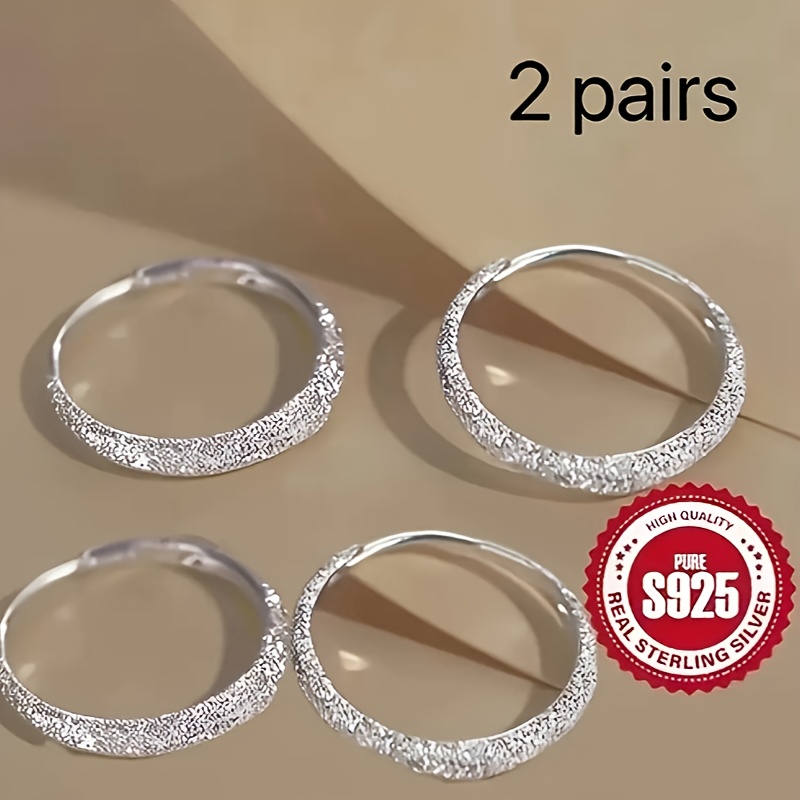 

2 Pairs Of S925 , Galaxy Sparkling Hoop Earrings Frosted Sparkling Hoop Earrings Valentine's Day Mother's Day Jewelry Gifts