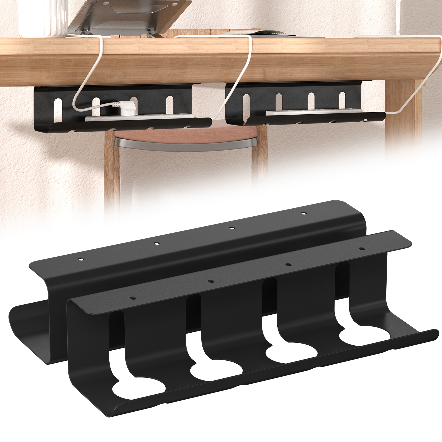 Under-Desk Cable Management Organiser with Cable Ties