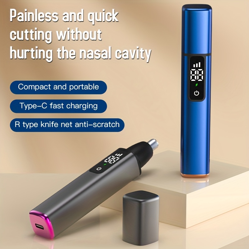 mini mens electric ear nose hair trimmer   professional grooming tool with led display usb c rechargeable compact portable design durable plastic construction ideal holiday gift for men barber accessories Product details 3