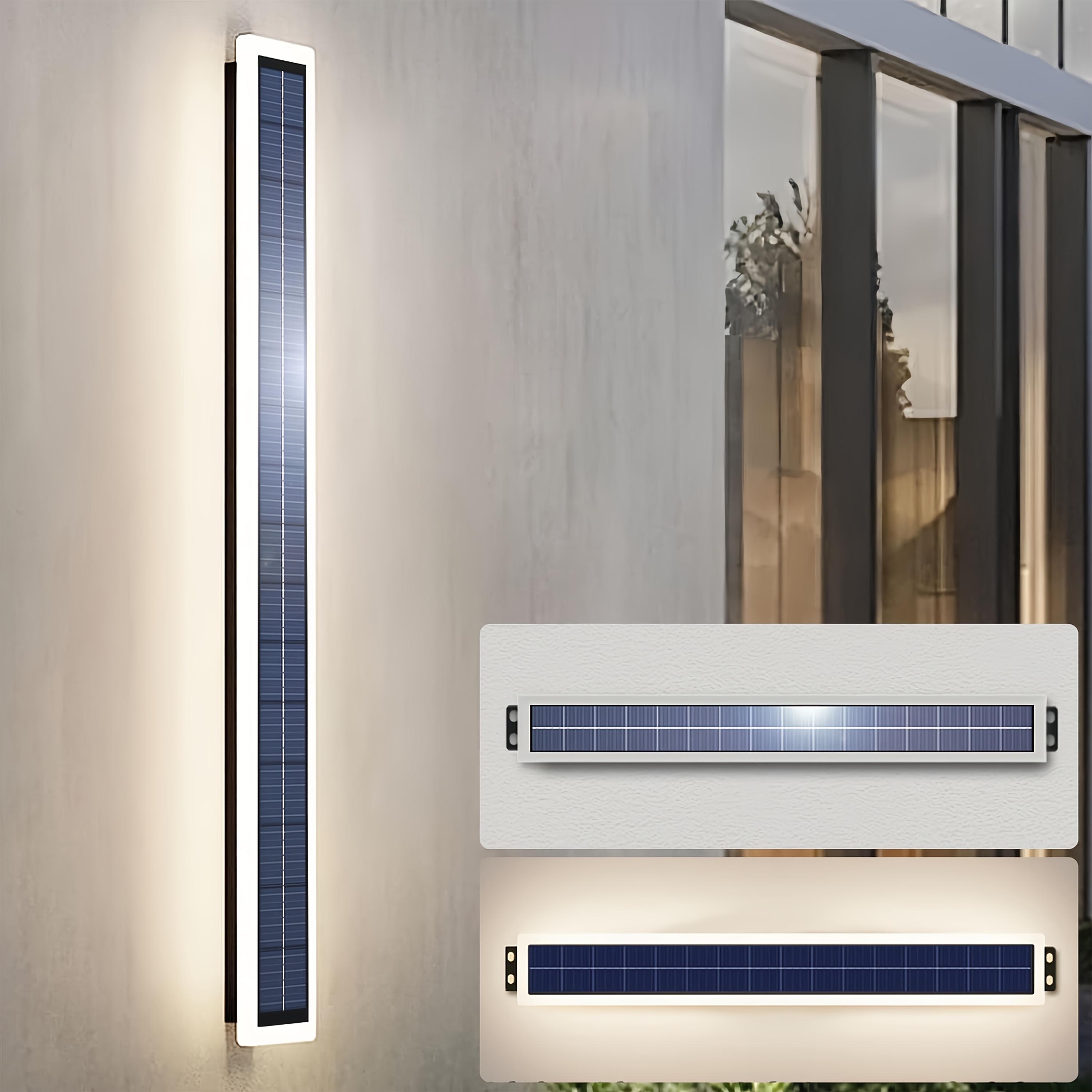 Solar-Powered Outdoor Wall Lamp, Battery-Operated, 10W Lighting Fixture with an Acrylic Cover, Modern Design, 60Cm Long, Suitable for Porches, Patios, And Front Entrances