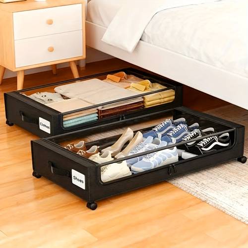 xxl 15 85 gallon rolling metal drawer for under bed storage ideal for shoes and clothes large containers with lid for room organization