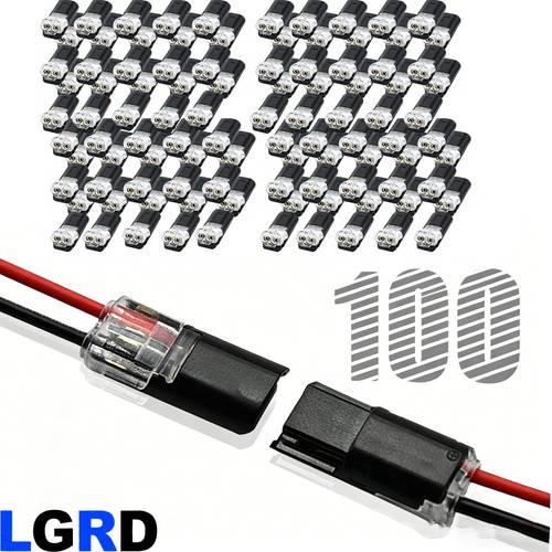 100pcs lgrd quick connector terminals 2pin 2way universal quick connector terminals no wire stripping required quick installation with locking mechanism plug and play applications in garden automobile