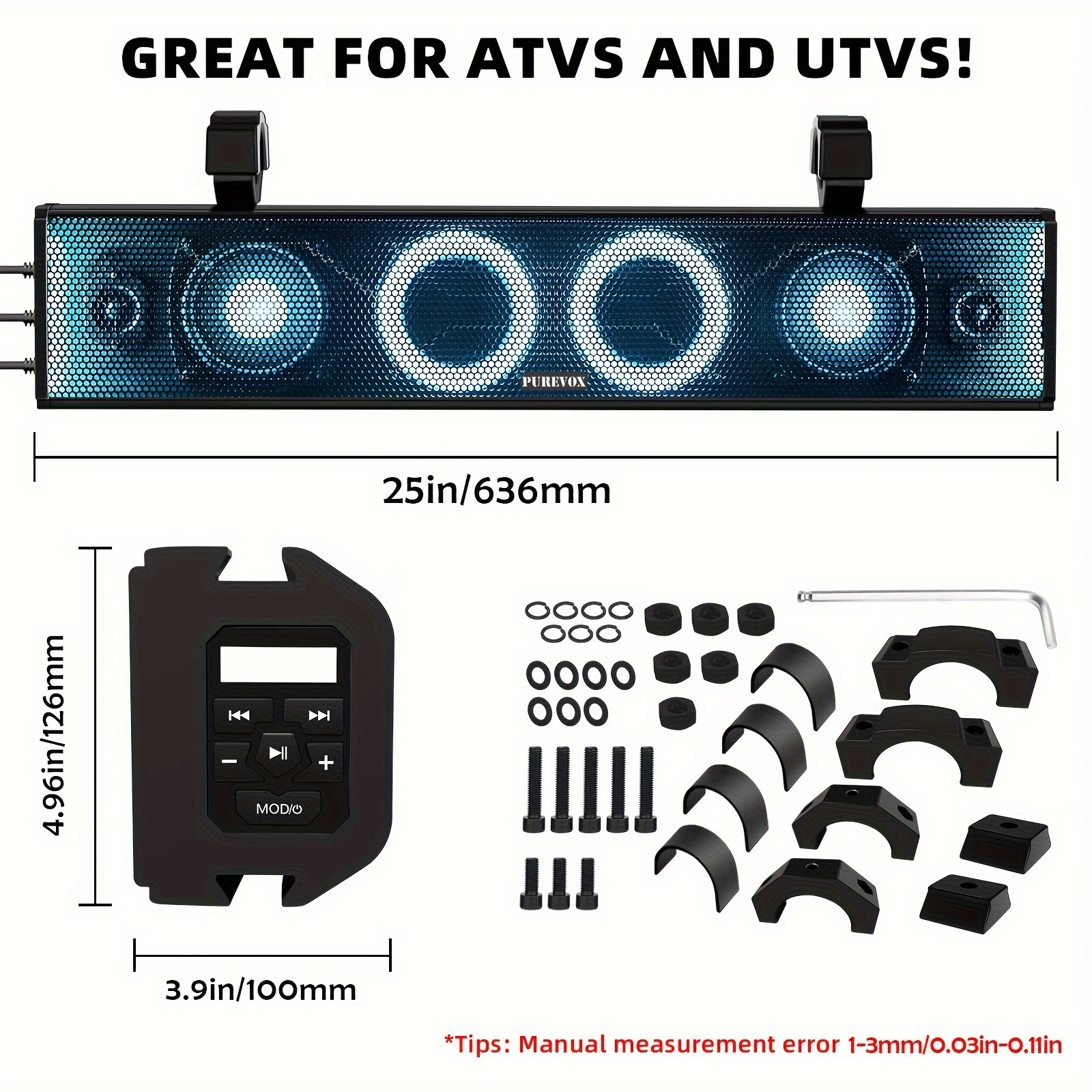 Rockville Bluetooth Atv Soundbar Bose Speaker Rockville UBAR-27 27