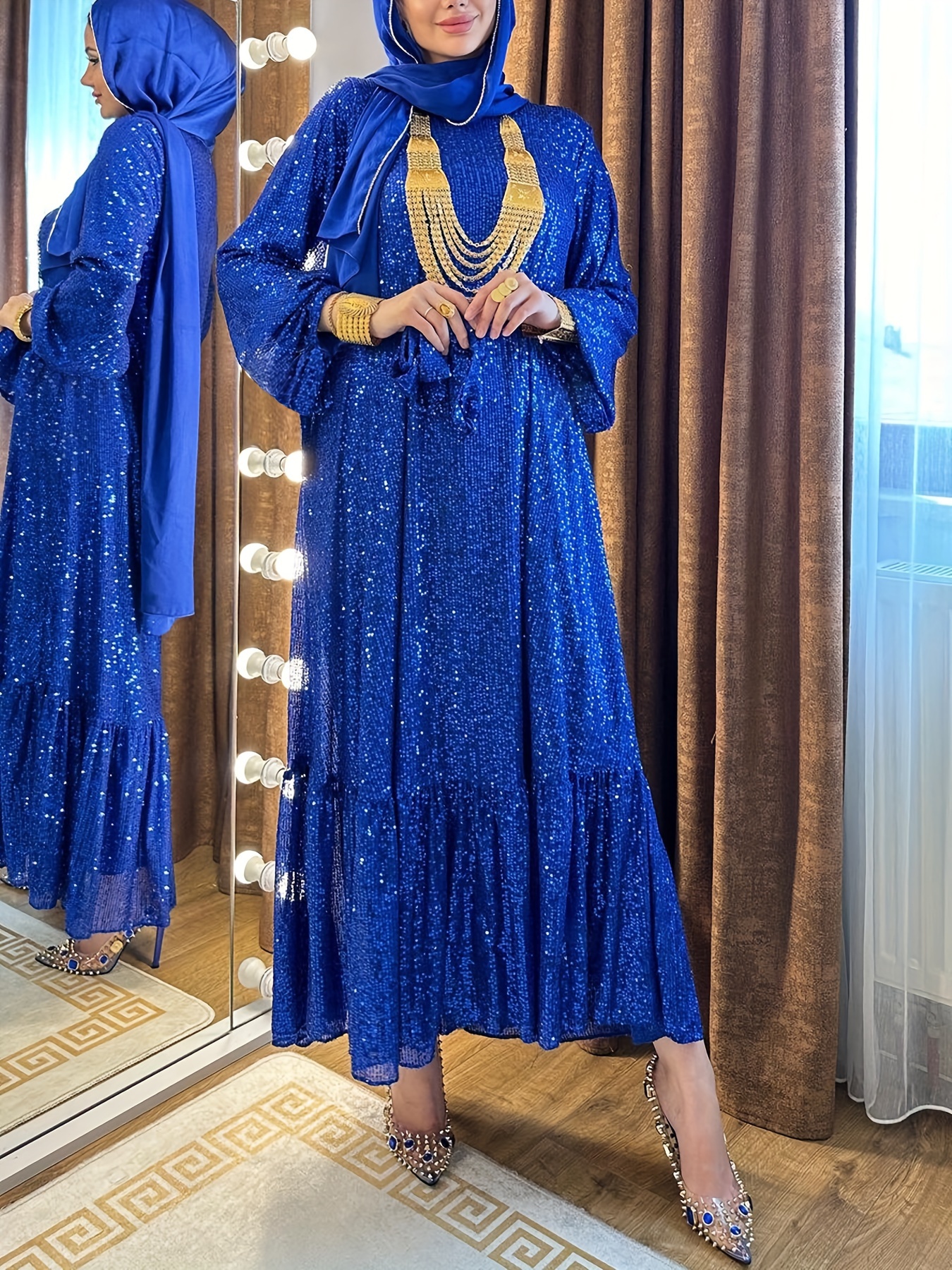 long sequin dress middle eastern muslim style women - Temu United Arab  Emirates