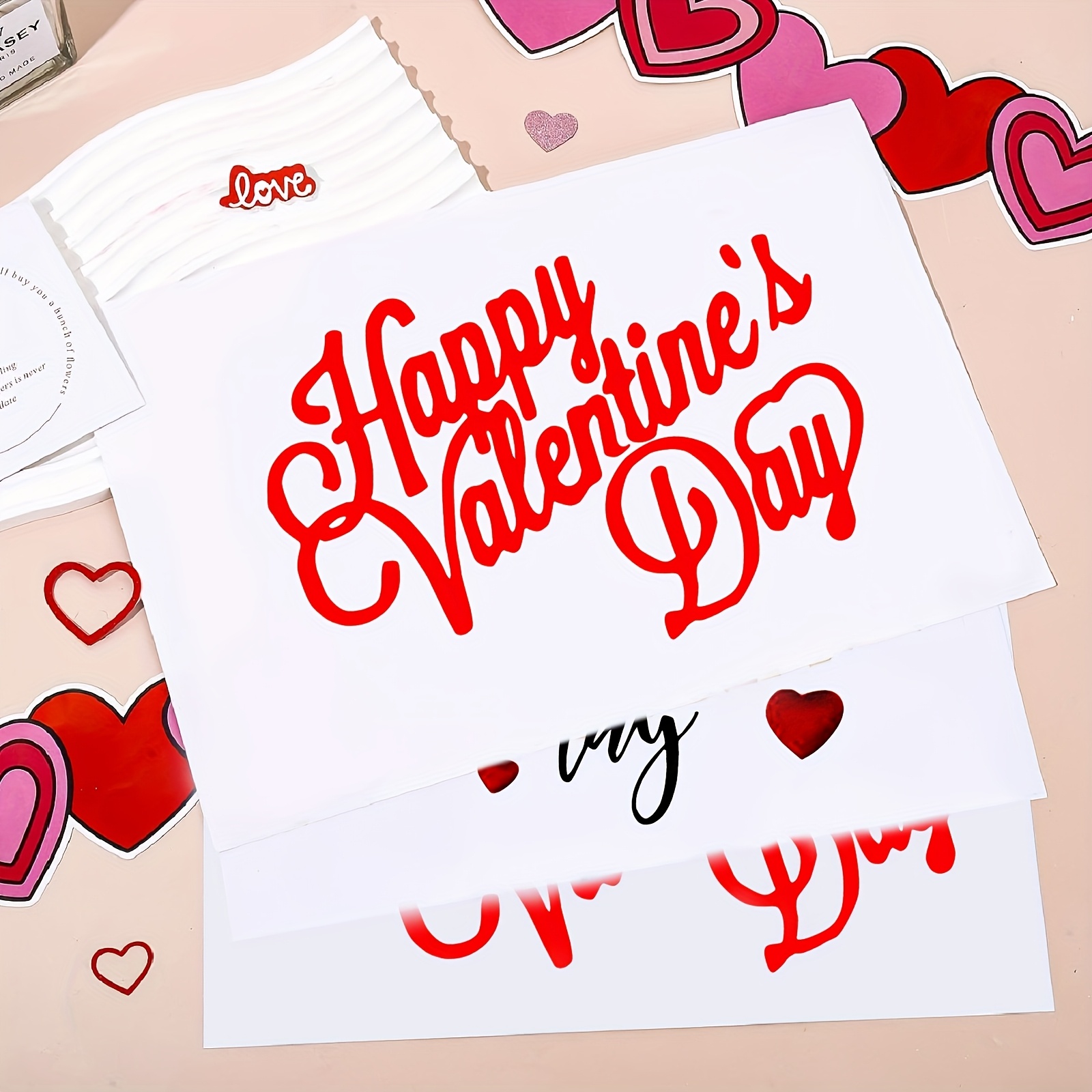 

6 Heart-shaped Transfer Paper For Valentine's Day, Balloon Transfer Paper For Letters, And Decorative Packaging Transfer Paper For Party Flowers (happy Valentine's Day)