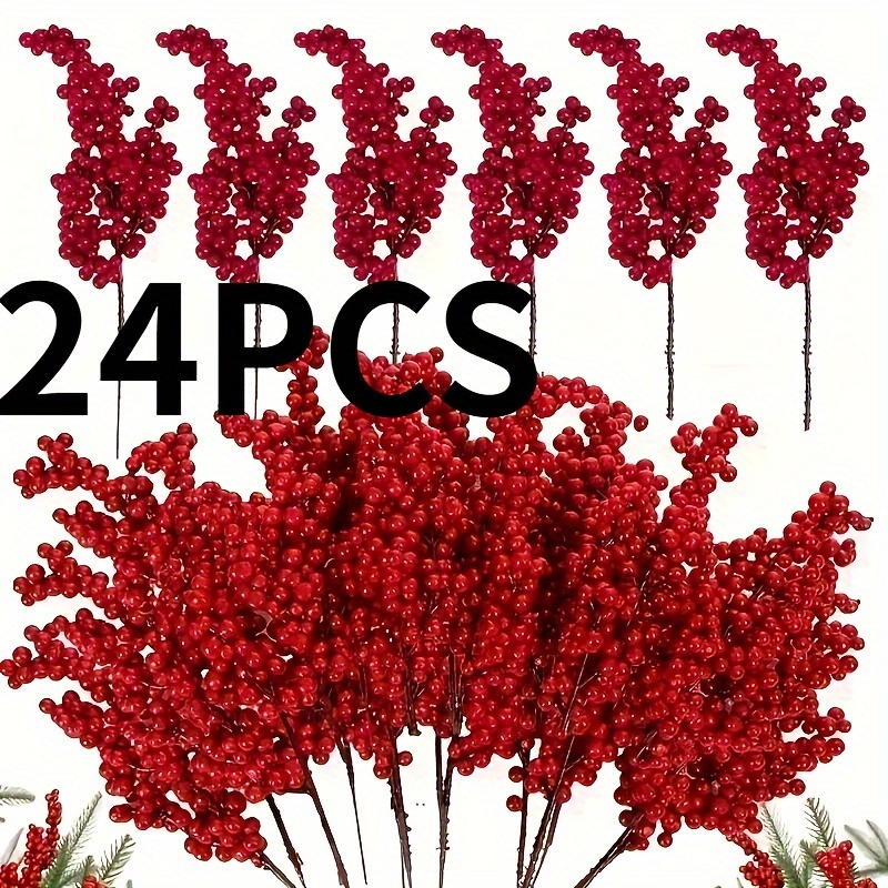 TEMU 12-pack/24-pack 8.66in/22cm Artificial , Christmas Decor, Diy , Wedding & Home Decor, Assorted