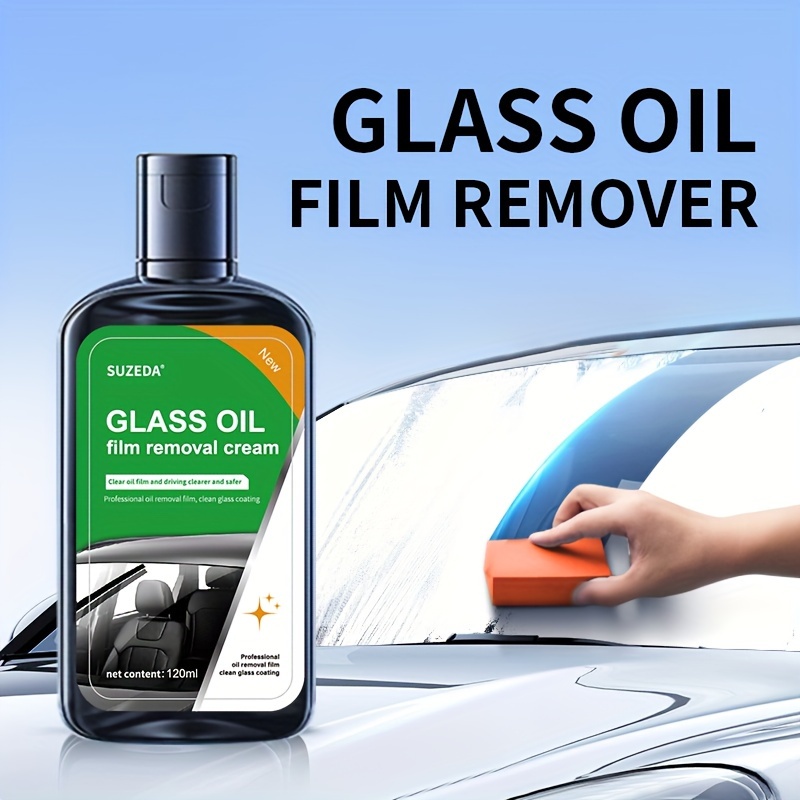 windshield cleaning and oil film removal   with glass cleaning tool water stain remover for car windows and mirrors 1 bottle of 120ml 1 sponge