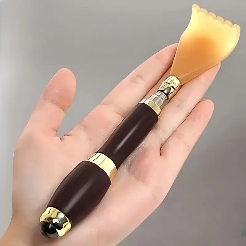 1pc telescopic back scratcher massager with soft massage roller telescopic stainless steel rod and soft scratching head ergonomic adjustable height ideal for care and everyday use home massage tool personal grooming accessory compact massager telescopic design durable construction sturdy material adjustable scratcher handheld massager elderly care travel essential Product details 4