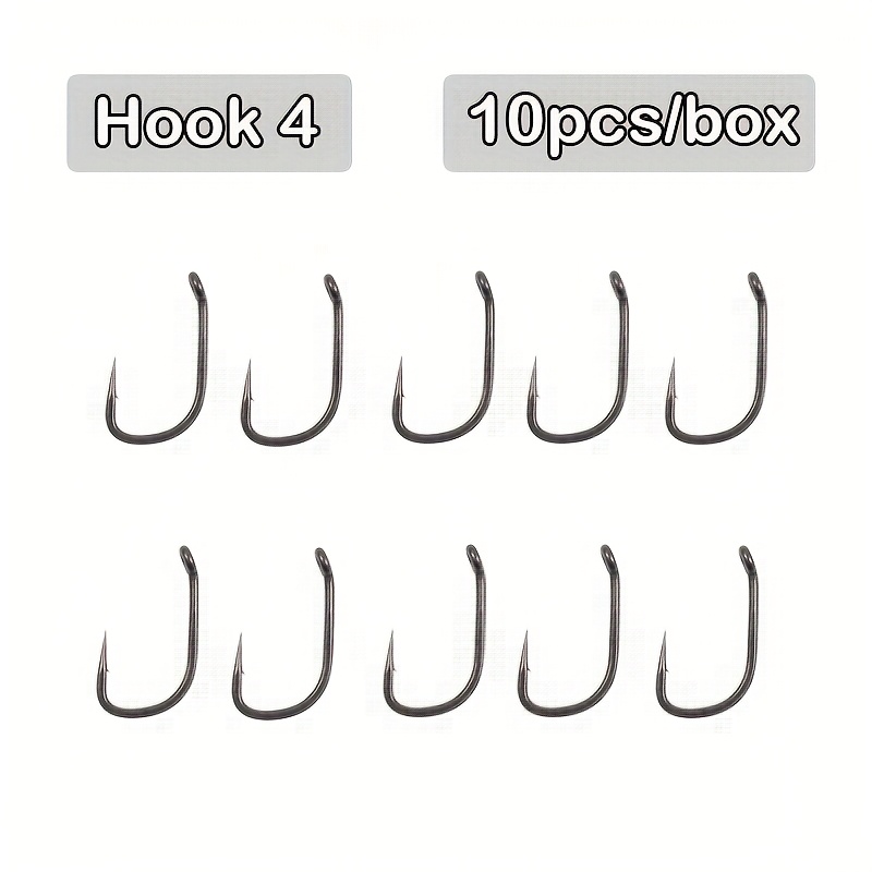 Image of 10pcs Carp Fishing Wide Hook Ptfe Coating Micro Bard Size 2 4 6 For Carp Fishing Hair Rig Tackle