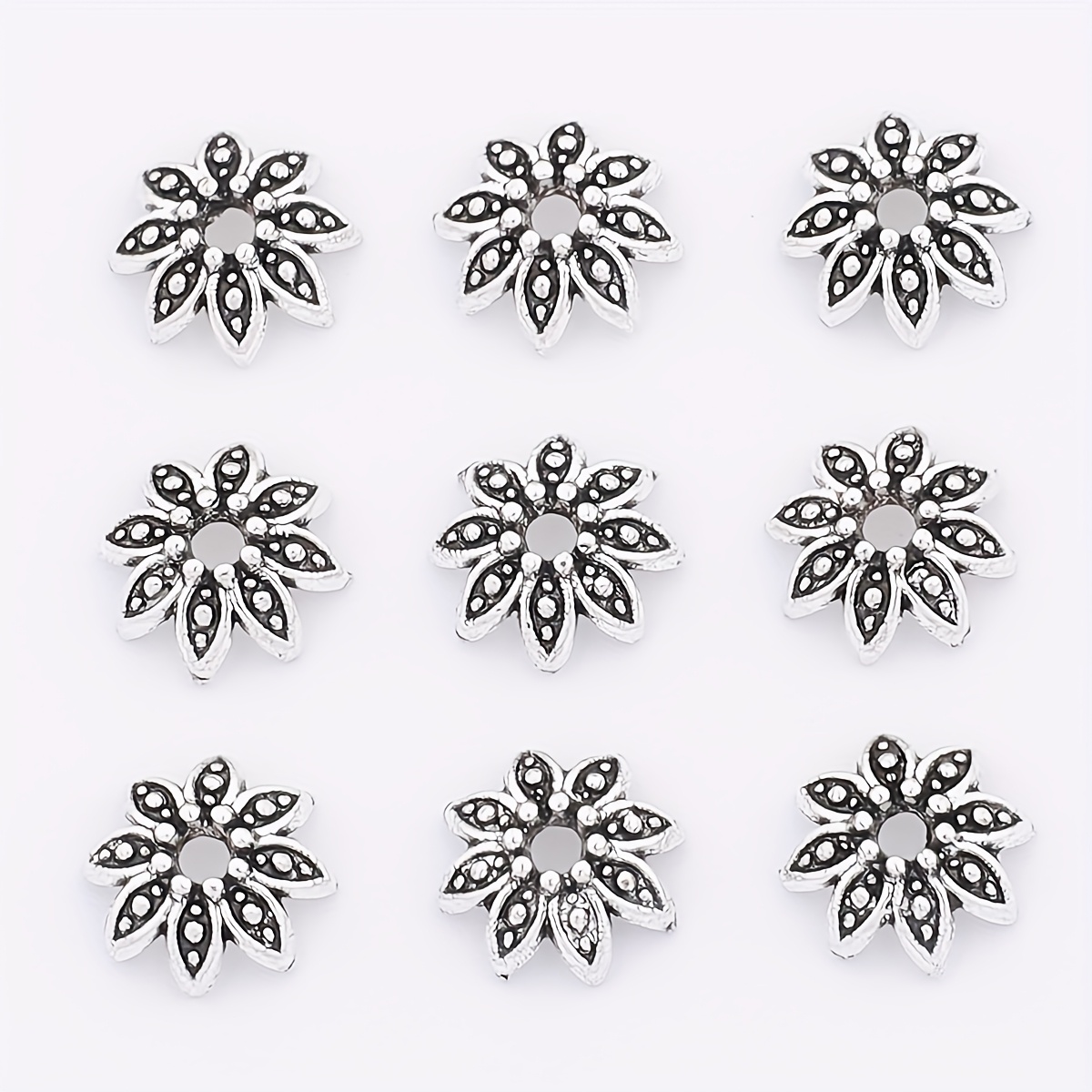E-shop 100 Stück Mini-Blattperlen-Spacer, Zinklegierung mit Vintage-Muster für DIY Schmuckherstellung – für Armbänder, Halsketten, Ohrringe &