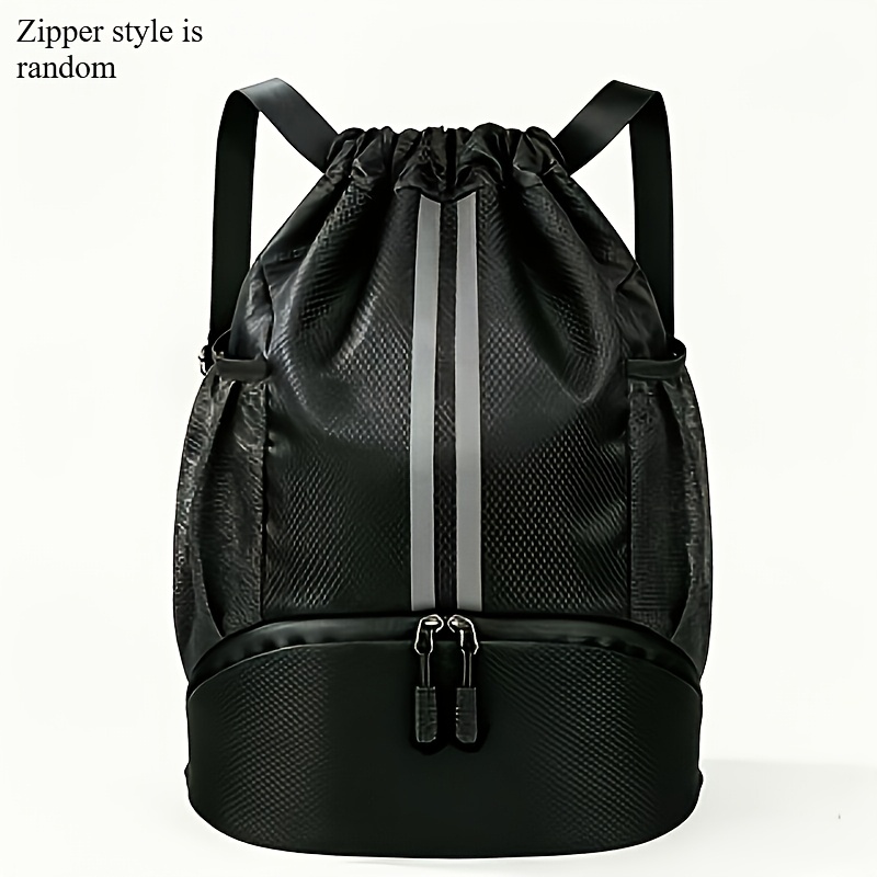 TEMU Sports Drawstring Backpack â Swimming And Gym Bag For Women/men With Shoe Compartment And Moisture-proof Pocket, Navy Blue, Unisex Sports
