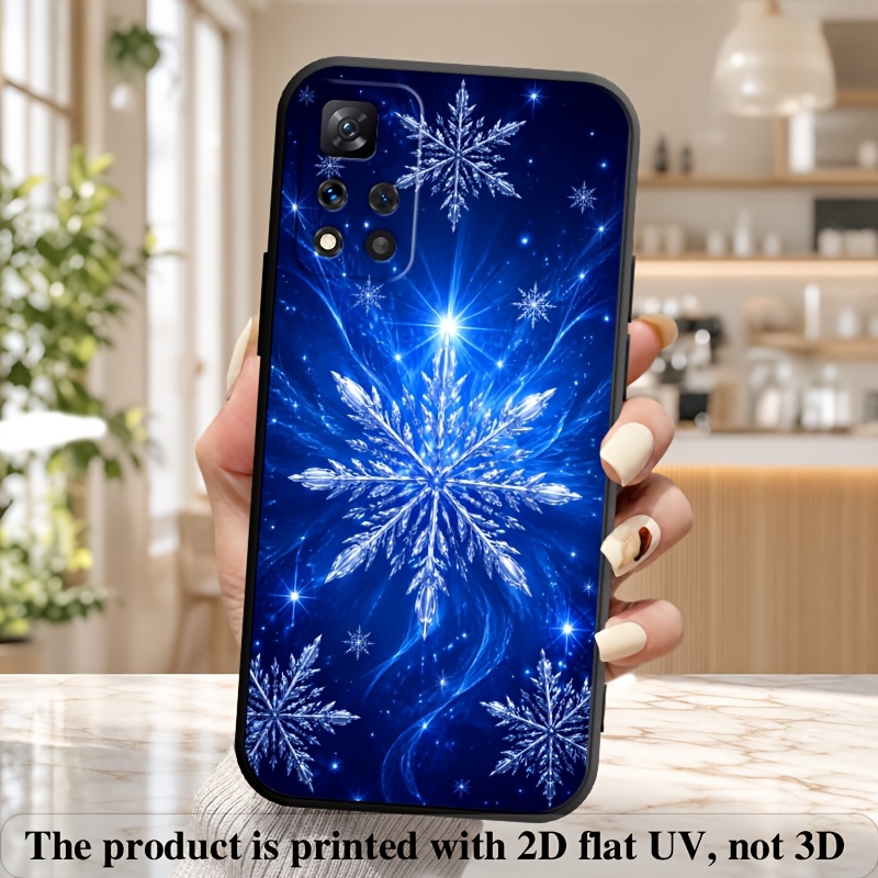 품목 사진 휴대폰 케이스 - xiaomi redmi note 14 13 pro+ 14c 13c 12c 12s 11s 10s 14 13 12 11 10 9 pro redmi 10a 10c 9a 9t 9c 13 12 10 9 용 2d 플랫 무광 소프트 폰 케이스 - 블루 스노우플레이크 패턴