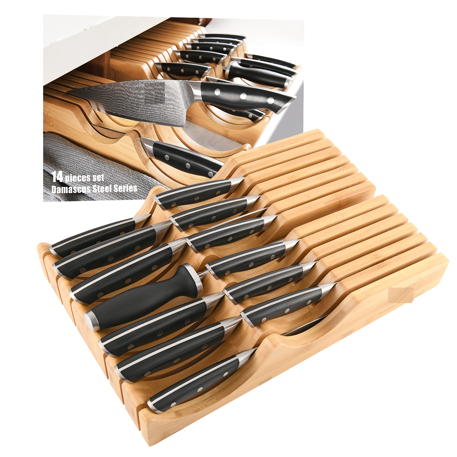 17 slot knife organizer drawer steak knife holder kitchen - Temu