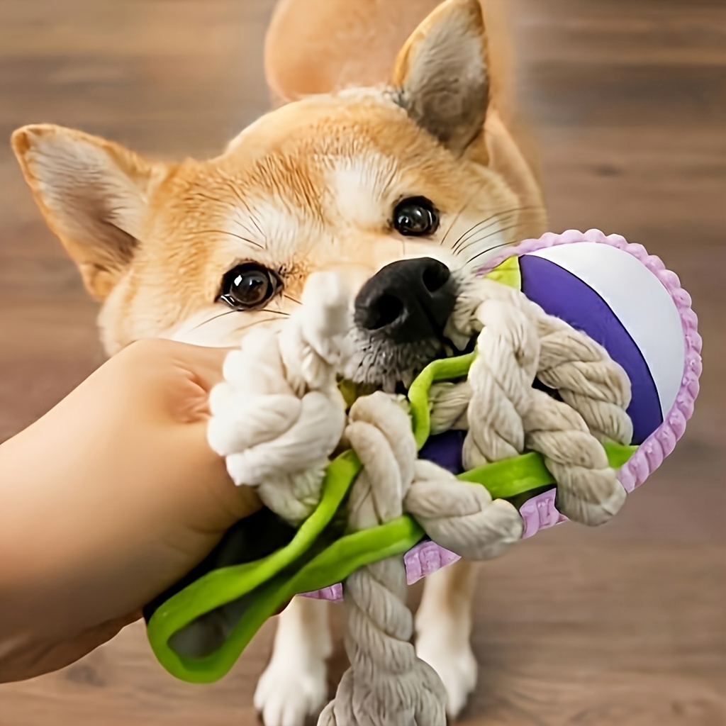 E-shop Spielzeug für Hunde aus Stoff und Segeltuch mit einem Seilknoten-Design, mit einer Hängeschlaufe und Optionen für Quietsch- oder