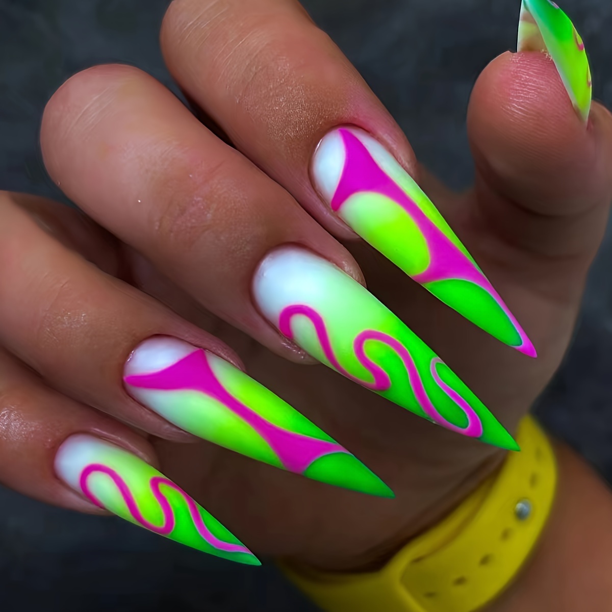 24 piece set long stiletto press nails ballet dancer Temu