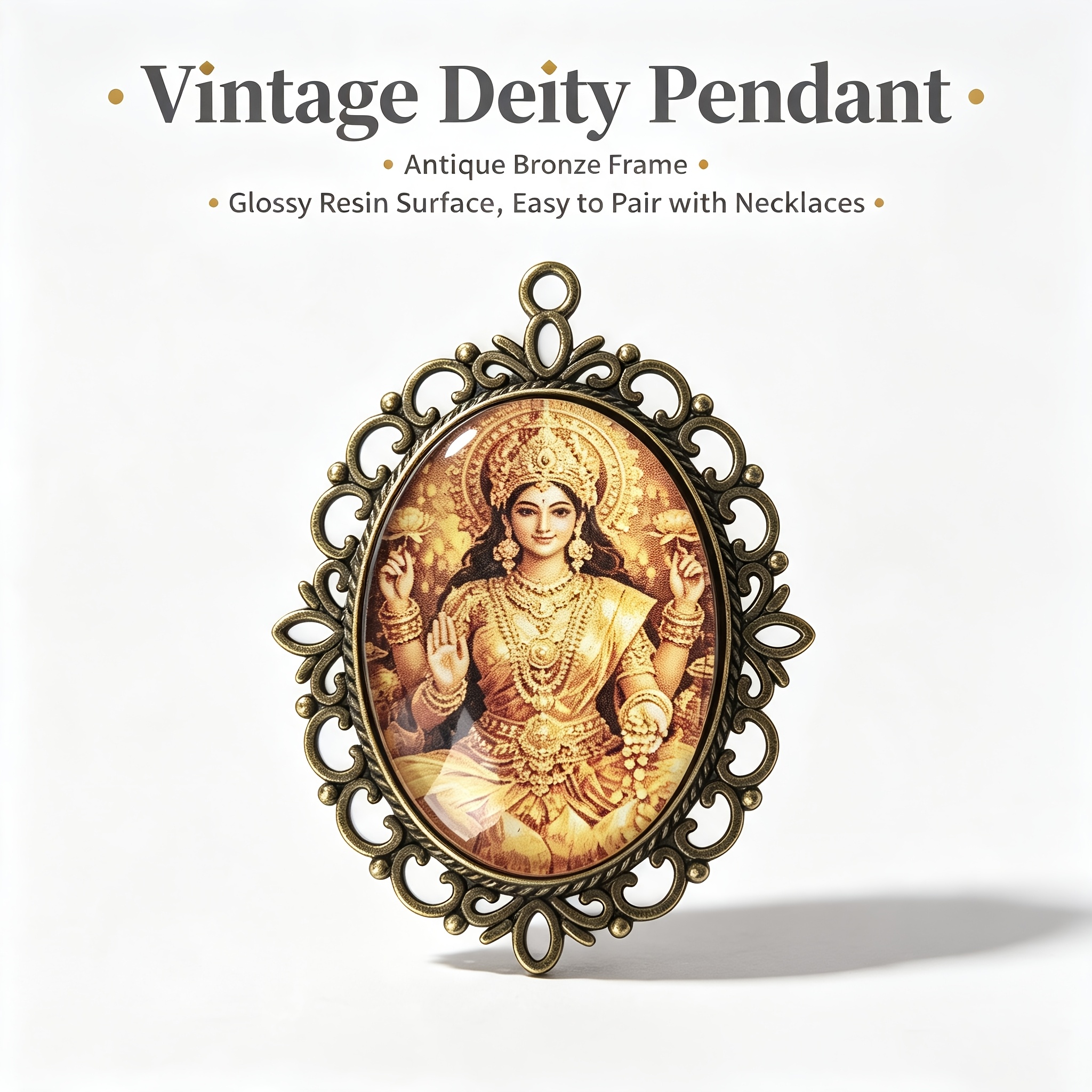Vintage Hindu Lakshmi Goddess Pendant Necklace