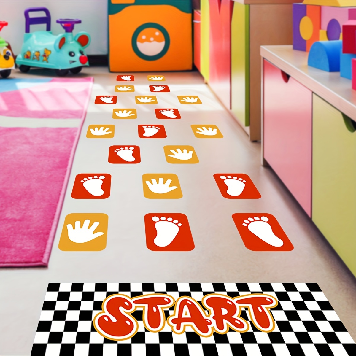 

3pcs/set, Beginning School Season Game Hand And Foot And Floor Stickers, Living Room Bedroom Kindergarten Decorative Wall Stickers