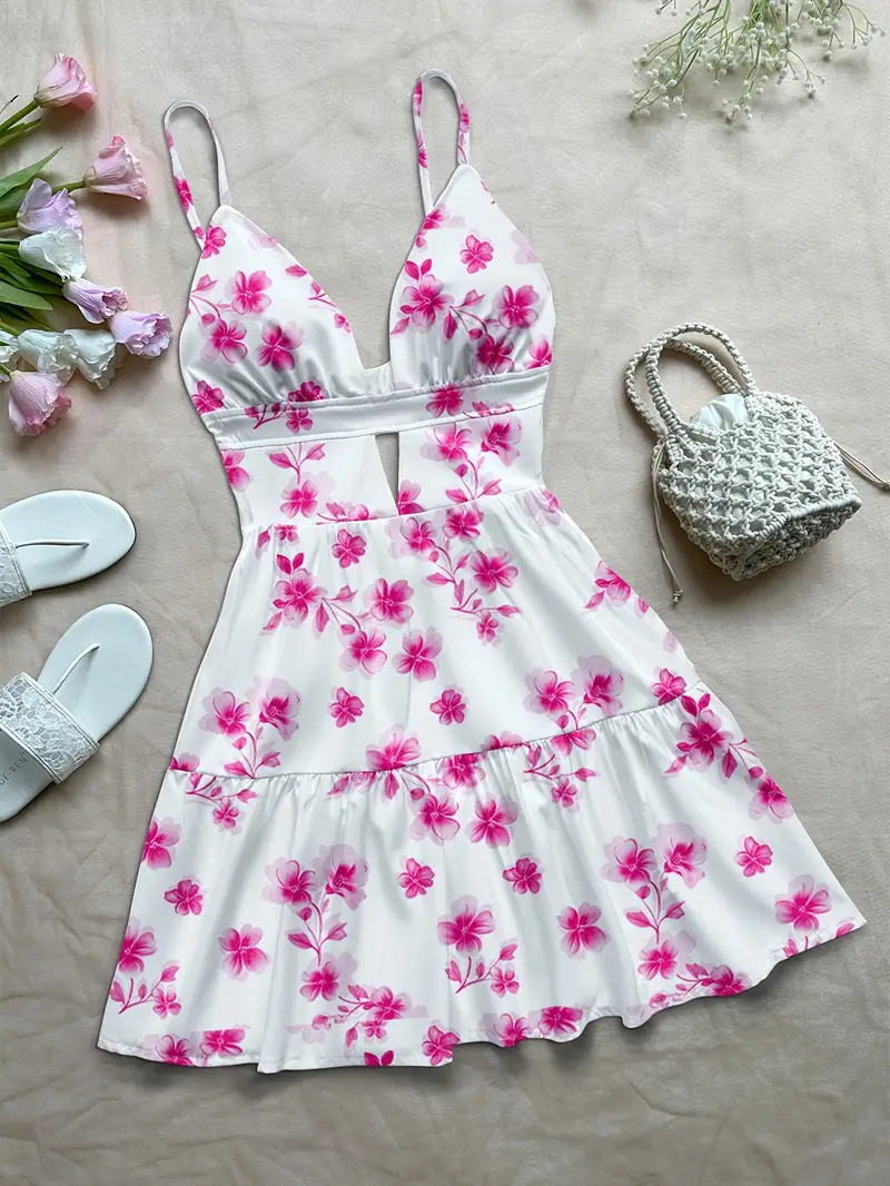 spring dresses short SHEIN LUNE Casual Minimalist Floral Pattern Women's Dress, Suitable For Summer,Dresses For Women Summer Our costs are 25 euros for Europe and 35 euros for USA Homecoming Dresses Short Prom Dress
