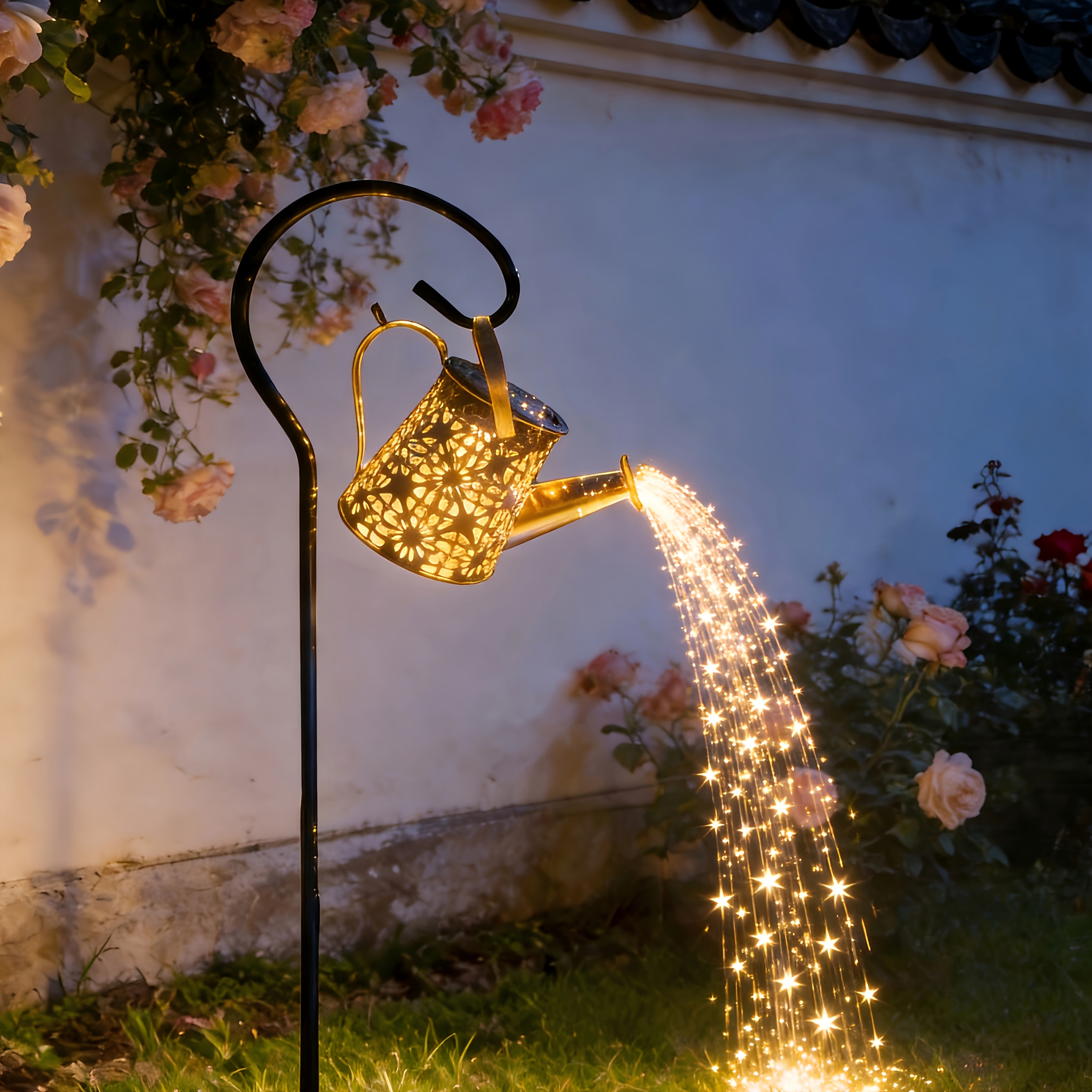 TEMU Halloween Decorations Solar Lights - String Lights With Cone-shaped Solar Watering Can Lamps -ip66 Waterproof Solar Garden Fireworks Lighting -