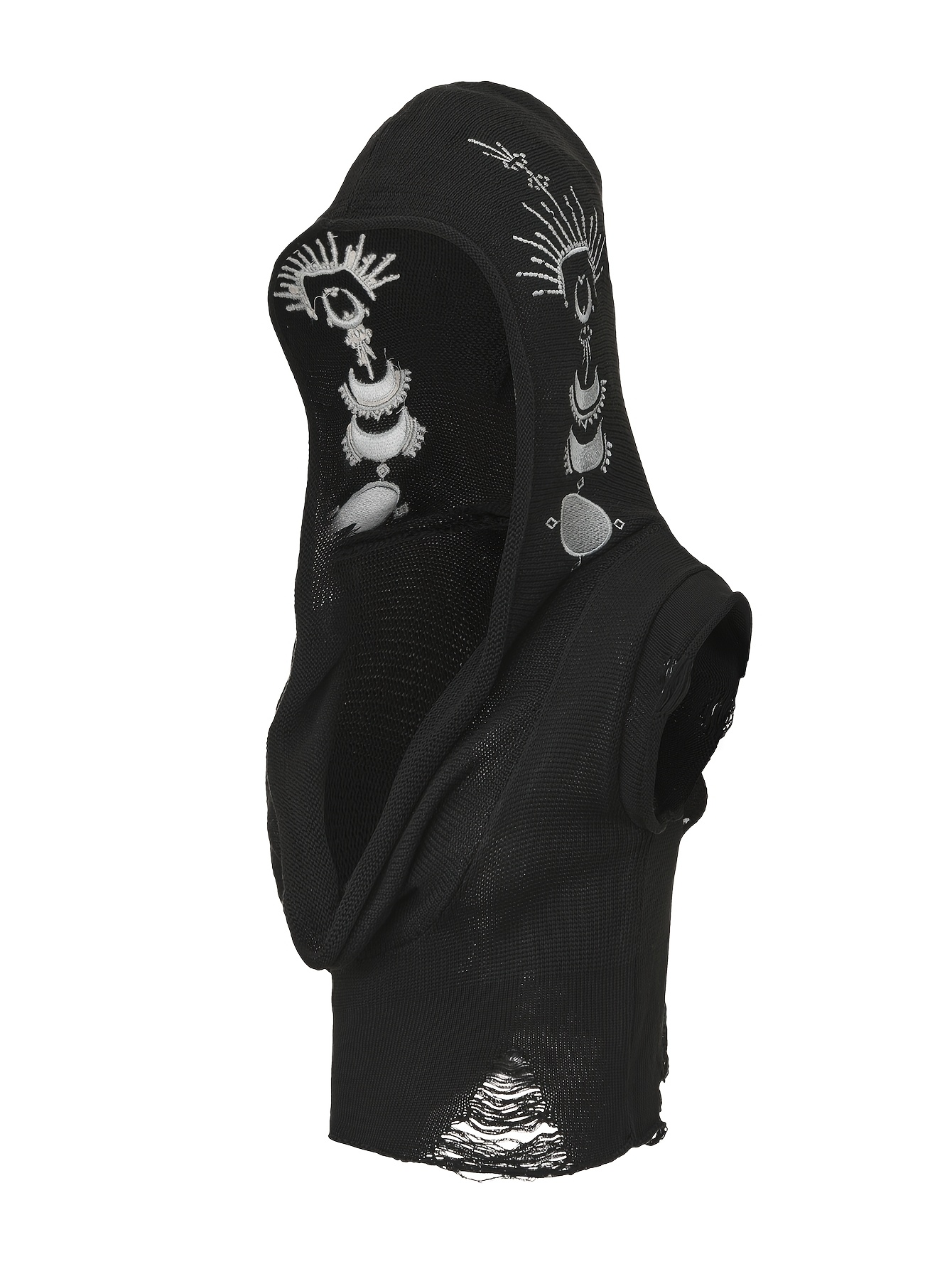 Star & moon hooded sheer top