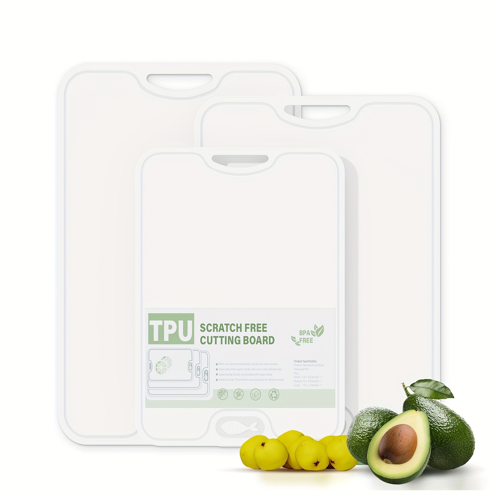 

Tpu Cutting Boards For Kitchen, Chopping Board Set Of 3, Non Slip Cutting Boards With Juice Groove, Knife Mark Resistant Chopping Mat, Bpa Free, Dishwasher Safe, Space Saving Camping Cutting Board