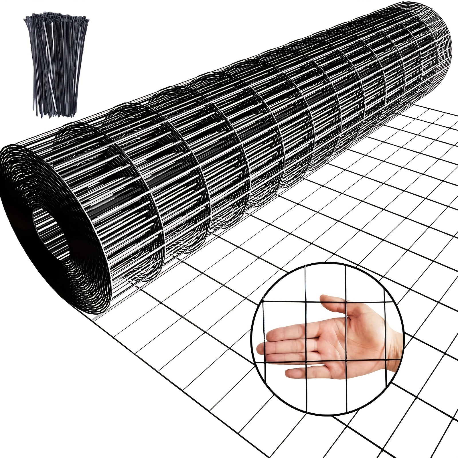 

Black Pvc Coated Welded Wire Fence 36 Inch X 50 Foot, 2 Inch X 4 Inch 14ga, Garden Fencing Roll Vinyl Coating Metal Wire Mesh Hardware Cloth For Yard Vegetable , Zip Ties