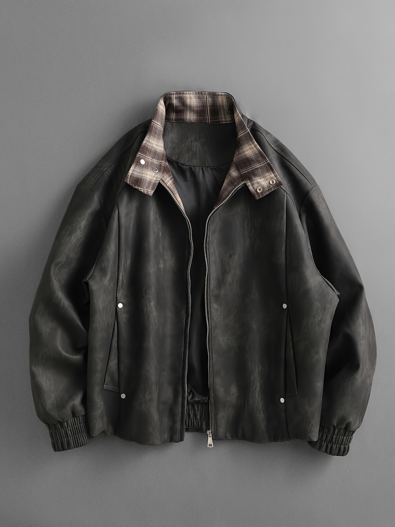 ジャケット・アウター VINTAGE WASHED LEATHER ZIP mens vintage washed leather jacket full zip front closure - Temu