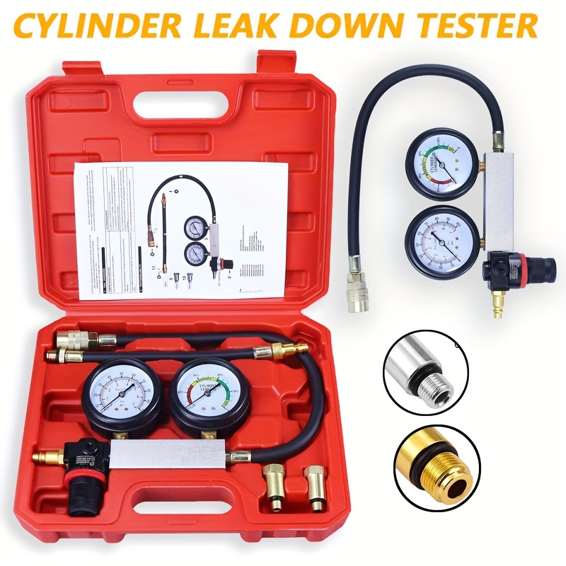 

Cylinder Leak Down Tester Engine Tester Kit Dual Pressure Gauges Engine Detector Leakage Test Tool Set For Cars Motorcycles Trucks