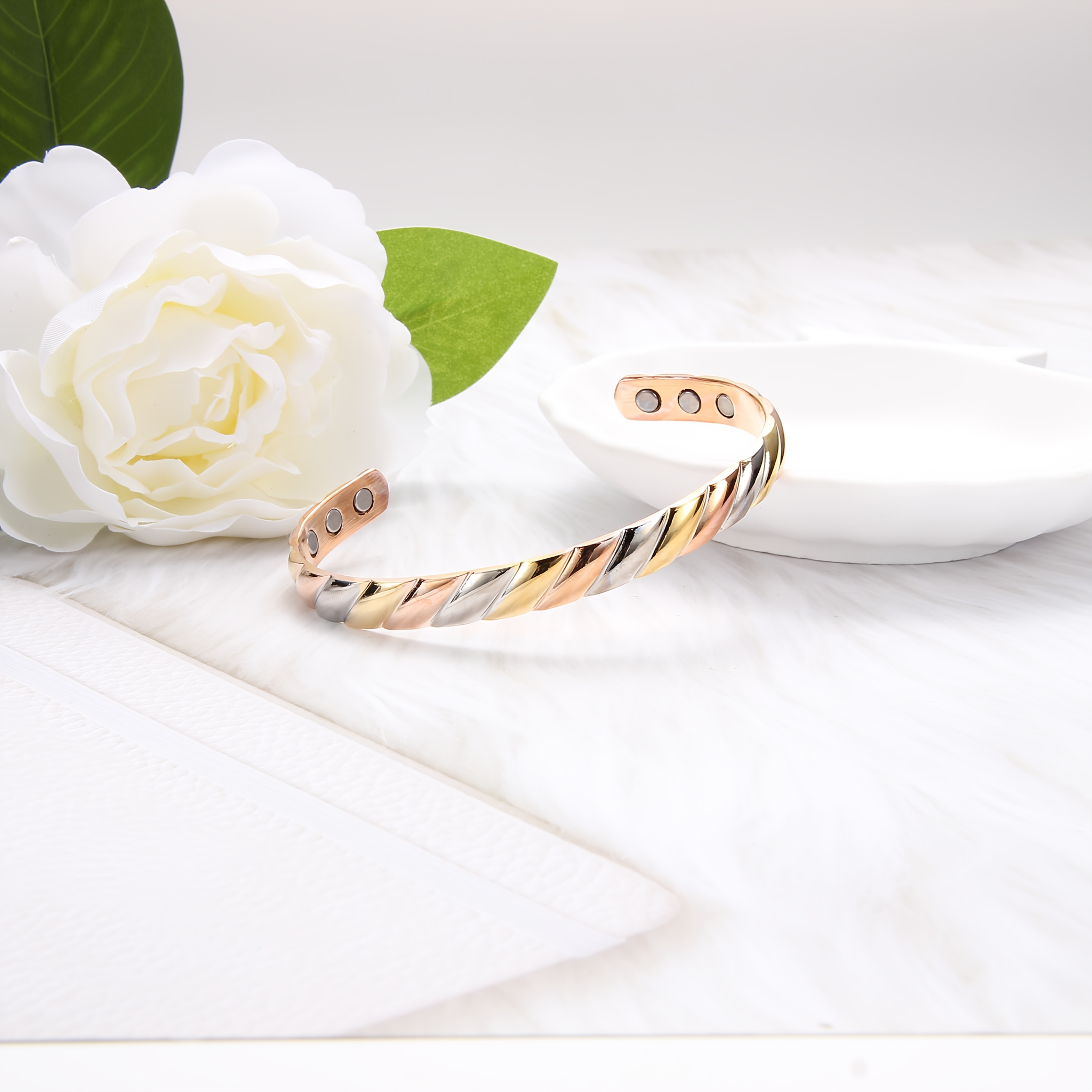 Women's Adjustable Copper Magnetic Cuff Bracelet, Hypoallergenic