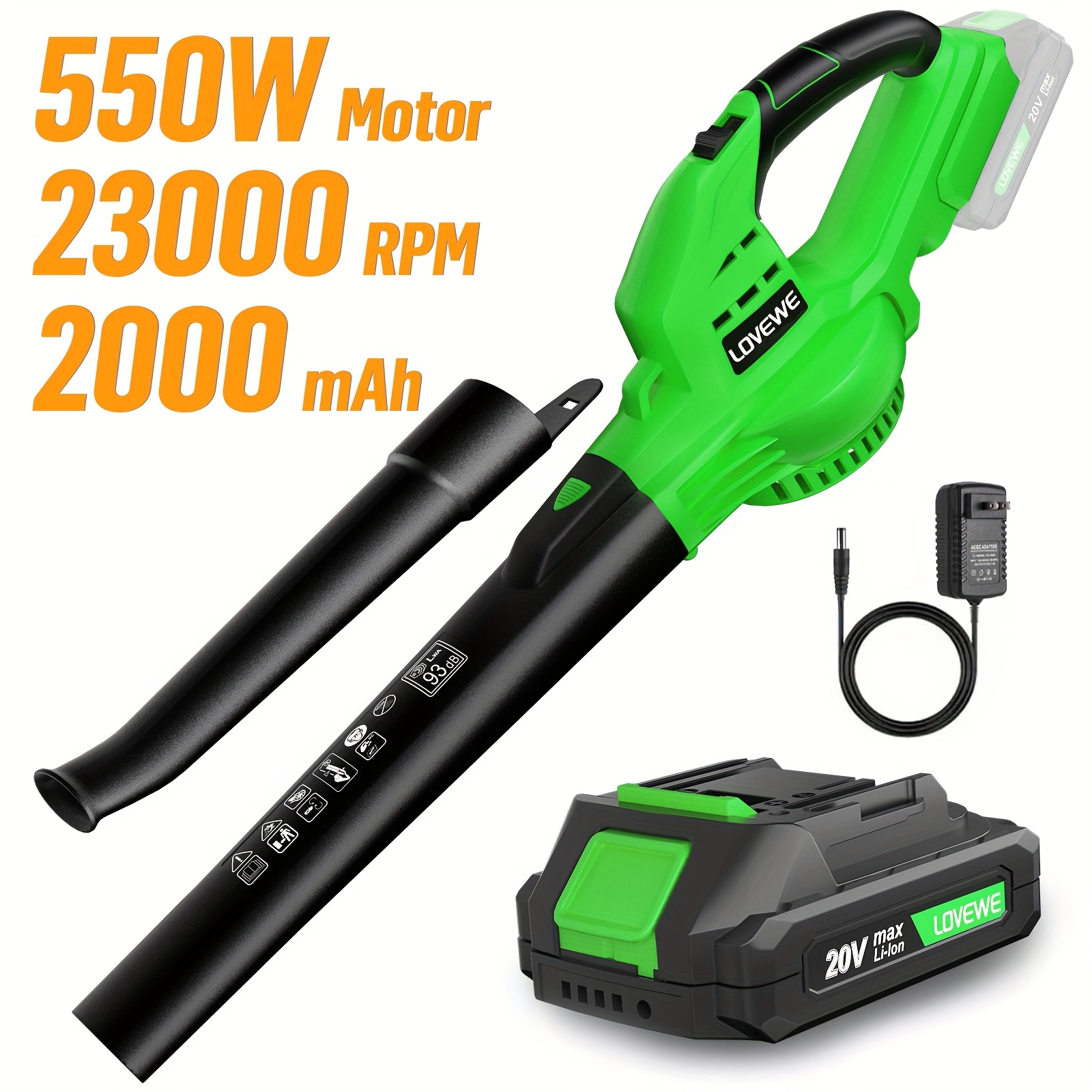 

Lovewe Cordless Leaf Blower, 20v Battery Powered Leaf Blowers For Cleaning Patio, Yard, , 150mph Handheld Electric Leaf Blowers With 2.0ah Battery & Fast Charger, 2 Mode