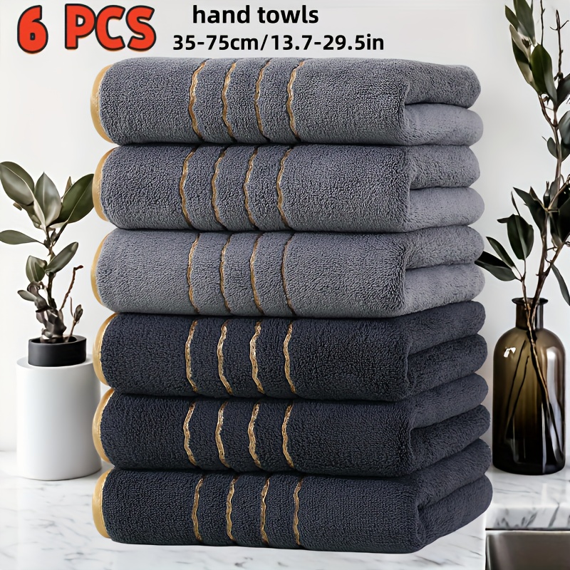 E-shop 6-teiliges Badezimmer-Set, 6 Handtücher, 35x75 cm, -Stickerei, Modernes Design, Lichtbeständig, Unverzichtbar für Zuhause, Badezimmer und Spa,