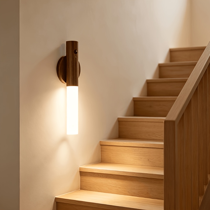 Detachable Magnetic Wooden LED Wall Sconce Night Light