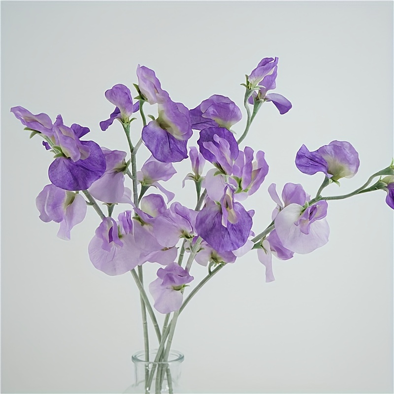 TEMU 5pcs Silk Sweet Pea Artificial Flowers - Perfect For Weddings, Engagements & Home Decor | Ideal For Living Room, Christmas, Easter, Valentine's,