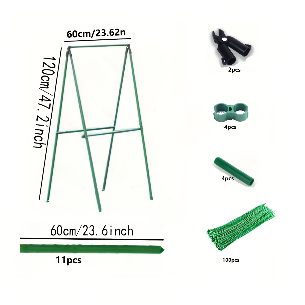 E-shop 1 Set 121-teiliges Klettergerüst (inklusive 100 Hilfs-Kletterbanden), einfache , Kletterpflanzenstützpfähle, für Weinreben, Bohnen, Gurken,
